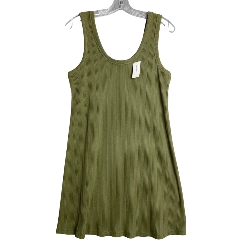 New AE Tank Dressโ Womens M Green Ribbed Mini Preppy Beach Casual Stretch